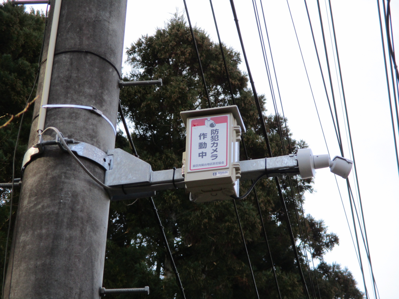 仙台市泉区向陽台の電柱に防犯カメラを設置しました。